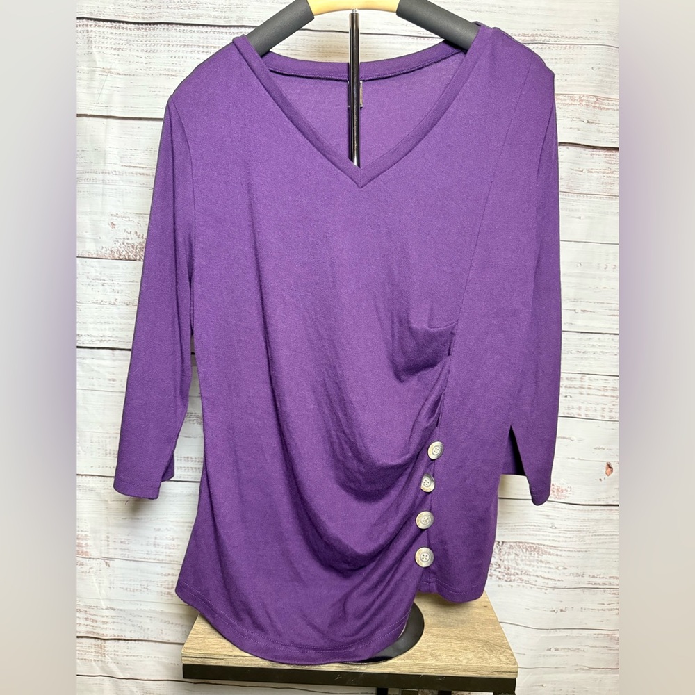Allegra K Purple Blouse with Button Detail (0318)